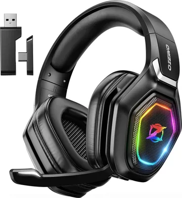 Produktbild von Wireless Gaming Headset für PC/Ps4/Ps5 Gaming-Kopfhörer mit USB-A & USB-C Transmitter Gamer Headset mit Mikrofon und RGB-Licht