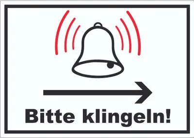 Produktbild von Bitte klingeln Pfeil rechts Aufkleber A9 (37x52mm)