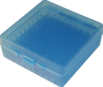 Zdjęcie produktu dla MTM 100 Round Flip-Top Ammo Box 41/44 Cal (Clear Blue)