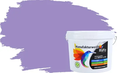 Produktbild von RyFo Colors Bunte Wandfarbe Manufakturweiß Orchideenpurpur 3l - weitere Violett Farbtöne und Größen erhältlich, Deckkraft Klasse 1, Nassabrieb Klasse 1