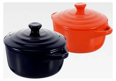 Produktbild von 2 Stück Keramik Suppenschüsseln mit Deckel, dickwandig und hitzebeständig, mit Verbrühschutz für Suppe, Reis, Salat und Haushaltsküche