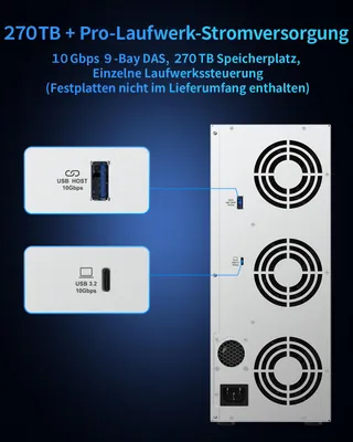 Obrázek produktu pro TerraMaster D9-320 TERRAMASTER D9-320, 9bay Gehäuse, USB3.2, 10Gbps, Diskless