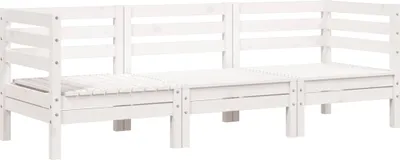 Produktbild von vidaXL Gartensofa 3-Sitzer Weiß Massivholz Kiefer