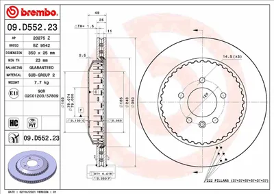 Zdjęcie produktu dla Tarcza hamulcowa BREMBO 09.D552.23
