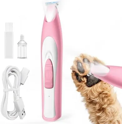Produktbild von oneisall Pfotentrimmer für Hunde mit LED-Licht, Leiser Hundepfoten Trimmer Paw Trim Pro dr Pfoten, Wiederaufladbar Schermaschine Hund Hundeschermaschine für Pfoten, Augen, Ohren, Gesicht (Rosa)