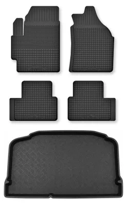 Zdjęcie produktu dla Dywaniki gumowe + mata bagażnika do Suzuki Celerio 2014- (hatchback) – czarne, dobierane – Wielganizator Semi-Universal