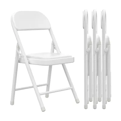 Produktbild von 4er set Gepolstert Klappstühle,aus Kunstleder und Metallrahmen, Konferenzstuhl,Essstühle,Campingstuhl,für Küche Partys Picknicks 40x40x78cm Weiß