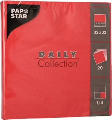 Produktbild von PAPSTAR Lunch-Servietten 320 x 320 mm 3-lagig rot 20 Stück