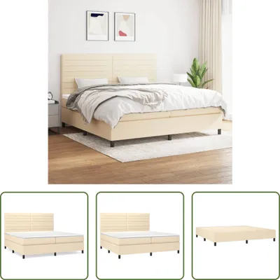 Produktbild von The Living Store Boxspringbett mit Matratze Creme 200x200 cm Stoff