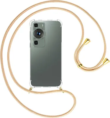 Produktbild von Handykette Backcover-Schutzhülle mit Band (Metall goldfarben) für Huawei P60 / P60 Pro (6.67'') - Goldkordel