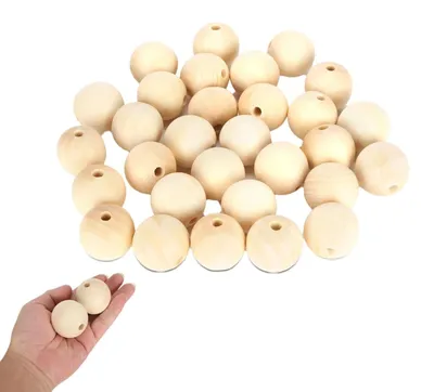 Produktbild von Holzperlen - 40 mm runde Holzkugeln - Bastelzubehör für Schmuckherstellung - 30 Stück