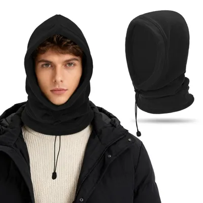 Obrázok produktu pre Štítok na hlavu, čiapka, ochrana krku, fleecová termo maska na tvár, unisex, čierna, odolná proti vetru