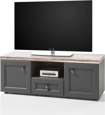 Image de Commode 2 Toscane Gris Timber Wood Buffet 2 portes 2 tiroirs