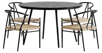 Image de San Vito set de jardin table Ø120 cm noir 4 chaises noir.