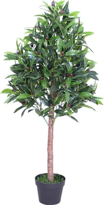 Produktbild von Olivenbaum Olive Künstlich Olivenbusch Kunstbaum Kunstpflanze Künstliche Pflanze Künstlicher Baum Echtholzstamm Innendekoration 110 cm Decovego