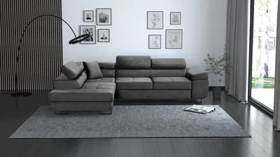 Produktbild von L-Förmiges Ecksofa Waldo für Wohnzimmer, gepolstertes Schlafecke mit Bettkasten (Stoff: monolith 92 - grau, Ottomane: links)