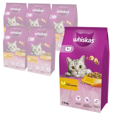 Zdjęcie produktu dla Whiskas Adult 6x1,4kg Sucha Karma Pełnoporcjowa Dla Dorosłych Kotów Z Kurczakiem