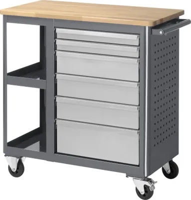 Produktbild von STIER Fahrbare Werkbank mit 6 Schubladen und 2 Fachböden BxTxH 960x450x950 mm