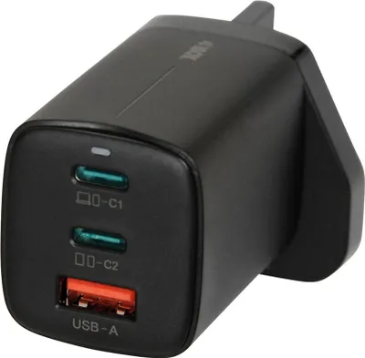 Zdjęcie produktu dla iBOX C-65 Czarny  Uniwersalna ładowarka GaN 65 W z wtyczką brytyjską