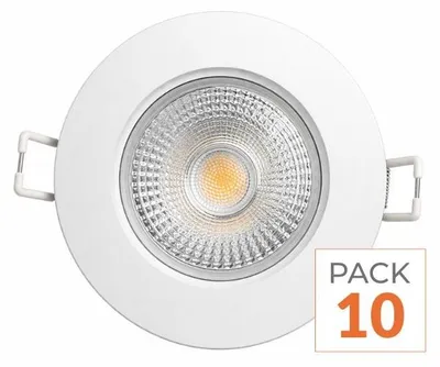 Produktbild von 10er-Pack – Wasserdichter runder LED-Einbaustrahler, 5 W – Warmweiß 2300 K – 3500 K