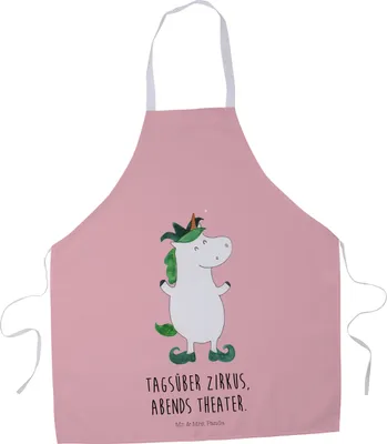 Produktbild von Mr. & Mrs. Panda Schürze Einhorn Joker - Rot Pastell - Geschenk, Hofnarr, Unicorn, Grillmeister, Profi Kochschürze, Einhörner, Küchenzubehör, Kellnerschürze, Mittelalter