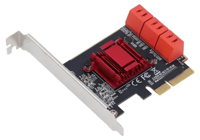 Image de Carte adaptateur PCIe 3.0 x4 vers SATA 3 - Carte d'extension PCI Express haute vitesse vers SATA 3 à 6 ports pour ordinateur TXB113 à double rangée
