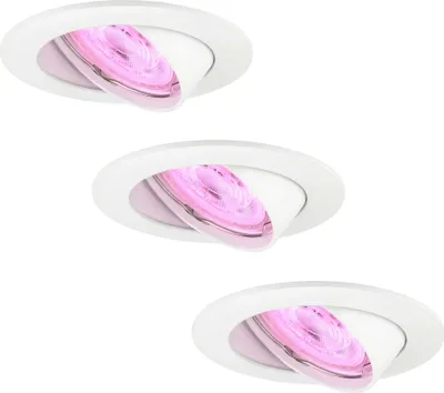 Produktbild von Ledvion 3er Set LED Einbaustrahler Rund Weiss RGB dimmbar smart