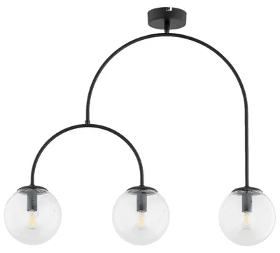 Zdjęcie produktu dla Lampa wisząca DILAR czarna 3xE14x10W szkło wym:59x15x70cm IP20 Alfa