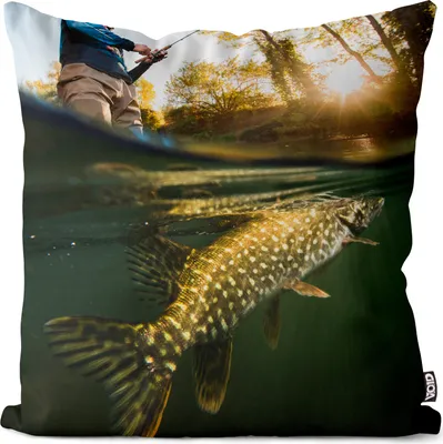 Produktbild von VOID Hecht Angler Fisch Kissenbezug Kissenhülle Sofakissen Kissen Deko Outdoor-Kissen Dekokissen