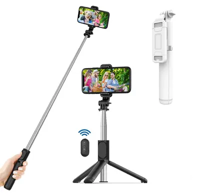 Obrázok produktu pre Techsuit Selfie tyč (Q01) - s diaľkovým ovládaním Bluetooth a držiakom na statív - biela