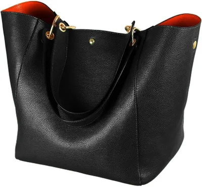 Immagine prodotto di Grande borsa a maniglia da donna Borsa a tracolla in pelle neraPoliuretano13'' Laptop Bag