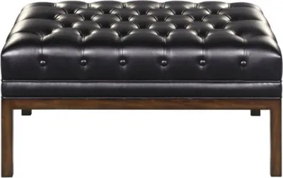 Zdjęcie produktu dla Casa Padrino Chesterfield podnóżek z prawdziwej skóry czarny / brązowy 80 x 59 x h. 40 cm - Meble hotelowe