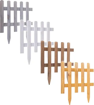 Produktbild von BOOGARDI Steckzaun Holz Hellbraun 40 x 93,5cm · 4er Set in vielen Größen/Farben · Beetumrandung für Blumenbeet/Gemüsebeet Vor-Gartenzaun Rasenkante