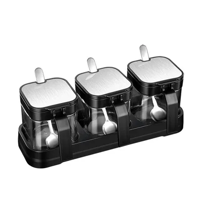 Produktbild von Gewürzglas,mit Deckel und Löffel, klares Glas,3er-Set für Küche