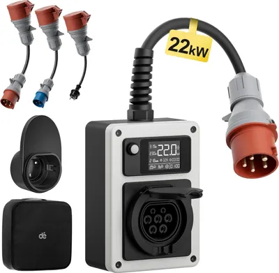 Obrázek produktu pro Nabíjecí stanice pro elektromobily, výkon 22 kW, nastavitelný proud, cestovní sada s APP, zásuvka typu 2