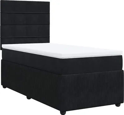Produktbild von vidaXL Boxspringbett mit Matratze Schwarz 90x200 cm Samt