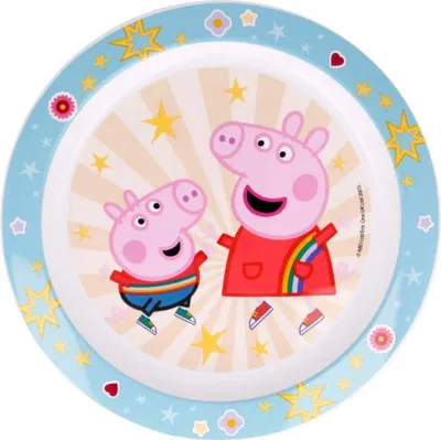 Produktbild von Peppa Pig Plastik-Teller Kunststoffset für Kinder - Mikrowelle geeignet