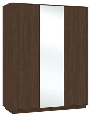 Produktbild von Kleiderschrank 3-türig mit Spiegel und 2 Schubladen, Eiche Nussbaum, 165,8 x 56,5 x 205,5 cm