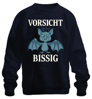 Produktbild von Vorsicht Bissig Fledermaus Halloween Lustig Geschenk Cartoon Sweatshirt Pullover, Navy, XXL