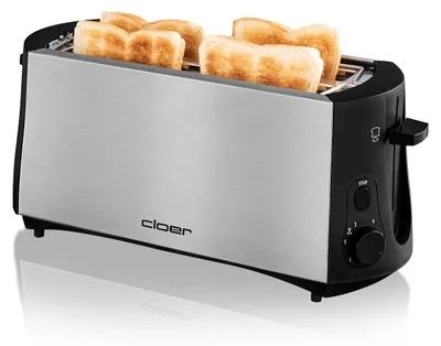 4-Scheiben-Langschlitz-Toaster, 1380 W, Edelstahl, schwarz