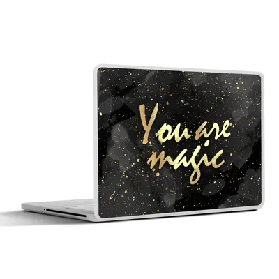 Produktbild von MuchoWow® Laptop Aufkleber Sticker Cover Zitate - Magie - Gold - Schwarz 25x18 cm - Laptop-Deko