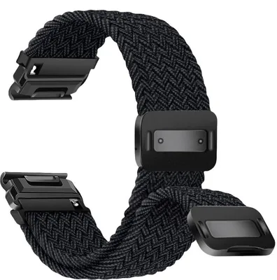Immagine prodotto di INF Cinturino intrecciato in nylon elastico con fibbia magnetica per Garmin Fenix Nero 26 millimetri