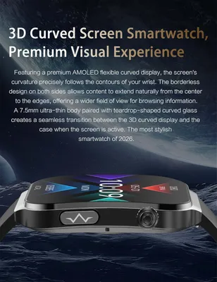 Produktbild von Herren Smartwatch mit EKG & HRV, 2.2'' AMOLED, Bluetooth Telefonfunktion, Fitnessuhr mit Herzfrequenz, SpO2, Blutdruck, 150 Sportmodi,IP68 wasserdicht