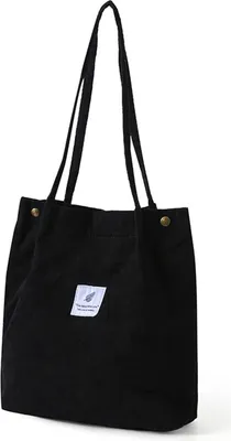 Produktbild von MODFU Groß Umhängetasche Damen Cord Schultertasche Strandtasche Cord Tasche Crossbody Tasche Shopper Tote Bag Einkaufstasche Handtasche Shopper für Arbeit Einkaufen Schule Dunkelgrün Schwarz