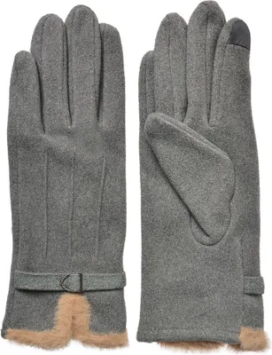 Produktbild von Juleeze JZGL0111G: Graue Winterhandschuhe mit Kunstfell, kompatibel mit Touchscreens