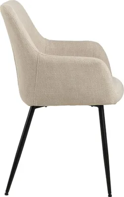 Immagine prodotto di Sedia da pranzo Lizzy con braccioli in tessuto beige.