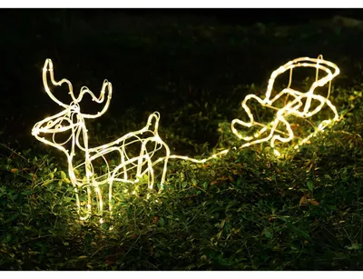 Produktbild von Rentier mit Schlitten 180 LEDs 140cm lang warmweiß Weihnachtsdeko Outdoor Deko Licht