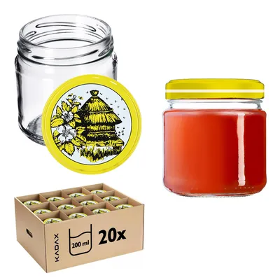 Immagine prodotto di KADAX barattoli per conserve con coperchio "Lerma", barattoli per conserve, 200 ml, coperchio con motivo a cane, 20 pezzi
