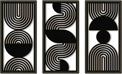 Immagine prodotto di Decorazioni da parete, set di 3 pezzi, 40 x 20 cm, in legno, per il soggiorno