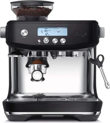 Produktbild von Sage - The Barista Pro - Kaffeemaschine mit manuellem Milchaufschäumer & integriertem Kegelmahlwerk - 30 Mahlgradeinstellungen, 1650 Watt - Inkl. Milchkännchen und Tamper - Schwarzer Edelstahl
